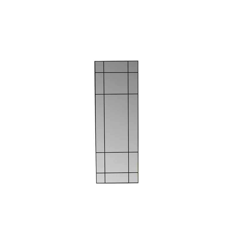 Lake Großer Spiegel Wandspiegel in Schwarz mit modernem Gitter-Design und Fenster-Optik, ideal für Flur oder Wohnzimmer, Höhe 193cm groß.