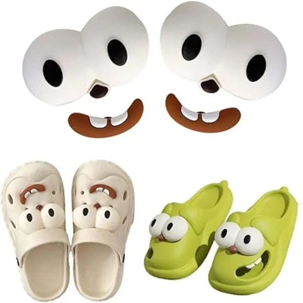 Interessante tegneserie store øjne træsko sko dekorationer, søde træsko ornamenter Crocs nåle, DIY Crocs ornamenter, børns eventyr tilbehør