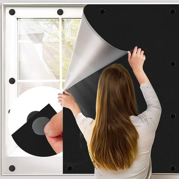Magnetic Blackout Curtains Window for Bedroom Trackless Removable, 100x145cm Optional Shape and Size, No Drilling 12 Magnets-FF-