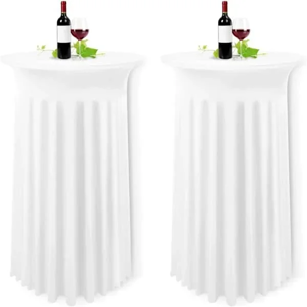 2-pack White Spandex Table Skirt, 80 x 110 cm, Fits High Tables for Weddings & Events