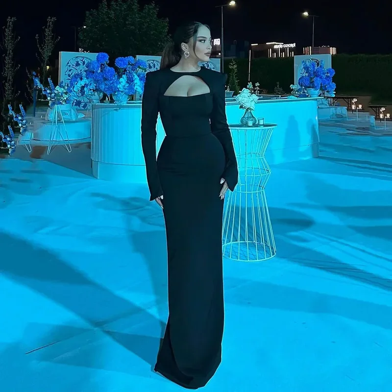 AliExpress - Msikoods – robe de bal noire à manches longues, robe de soirée formelle arabe saoudienne, robe de Gala sirène, robe de soirée de mariage 