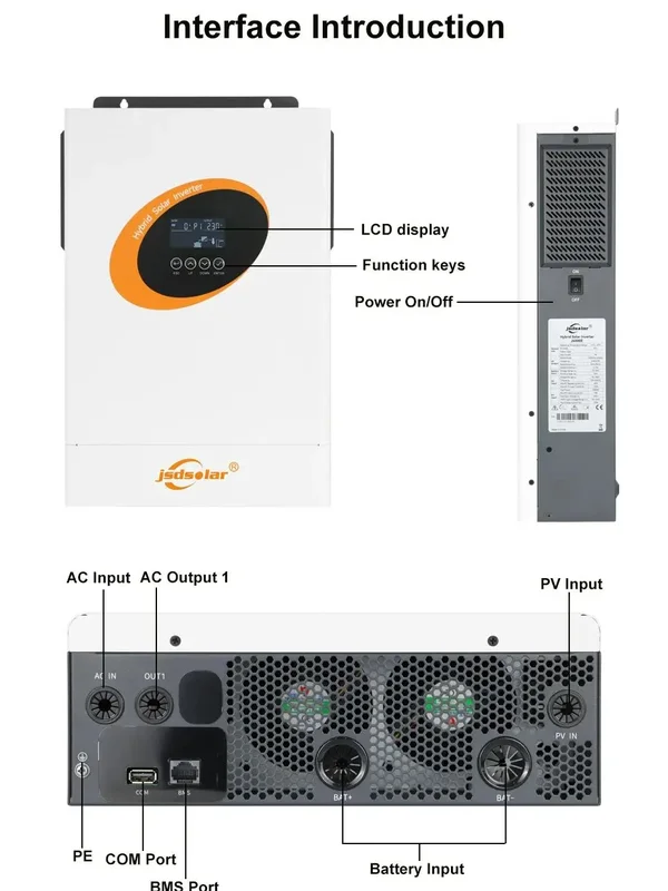 AliExpress - jsdsolar Hybrid-Solarwechselrichter mit integriertem WLAN, MPPT 100A, Off-Grid/On-Grid, 24V MPPT-Wechselrichter, PV 500Vdc, geeignet für 