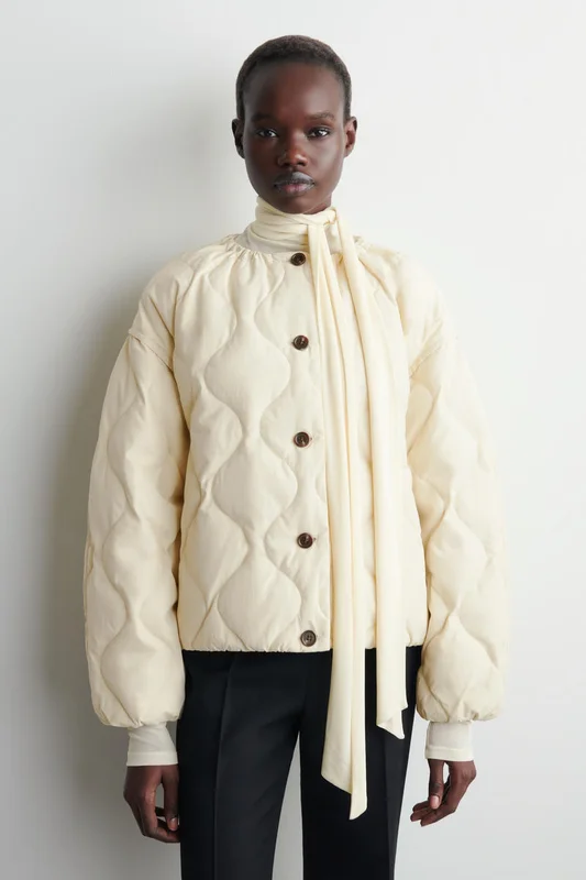COS Gathered Quilted Down Jacket in Beige - Women