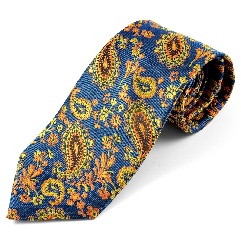 Orange Paisley Silk Tie for Men - Patterned Ties