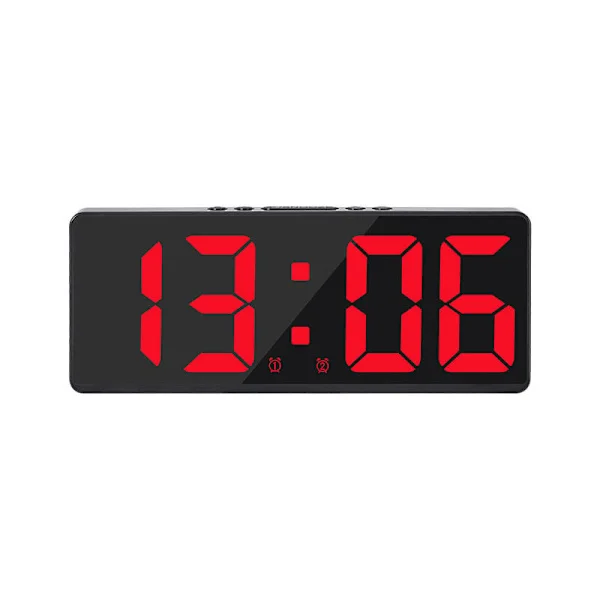 Digital Väckarklocka, Digital Klocka med 3 Ljusstyrkenivåer, Elektronisk Väckarklocka Drivs av USB eller 3 AAA-batterier (INGÅR EJ), Snooze-alarm