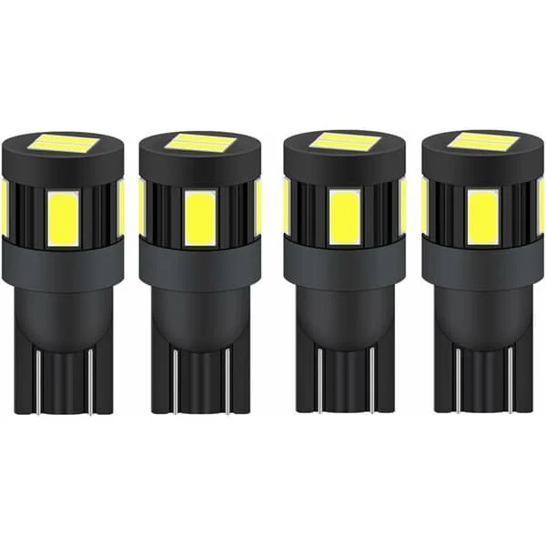 T10 w5w LED-lampa 12V 24V Vit 6000K, ingen polaritet Designad för 2825 194 168 158 (4-pack) [Energiklass A+]