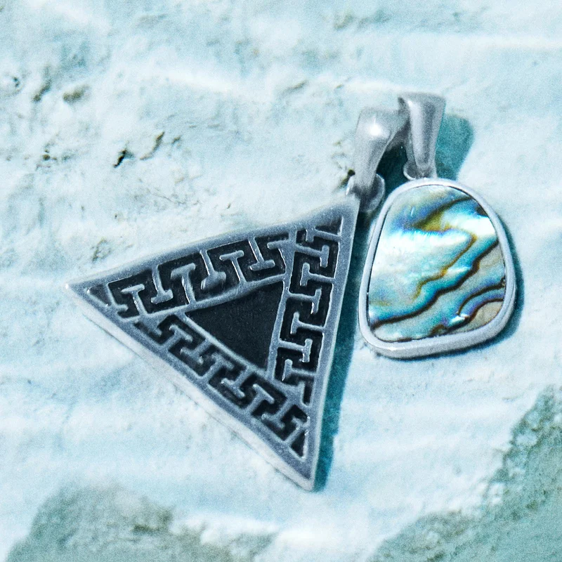 Atlantis | Conjunto de colgantes de triángulo y abulón de edición limitada para hombres - Colgantes para collar