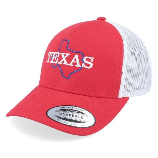 Iconic - Rojo trucker Gorra - Texas 3d Retro Red/White A-frame Trucker @ Hatstore