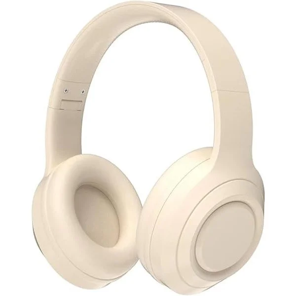 Hvite trådløse hodetelefoner Bluetooth, sammenleggbare over-ear hodetelefoner, Hi-Fi stereo hodetelefoner med innebygd mikrofon for telefon/TV/PC/MP4/