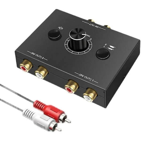 RCA Stereo Audio Bi-Directionel Switcher med Mute-knap Bærbar L / R Stereo Audio Switch Audio Splitter 2 X 1/1 X 2 [DB]