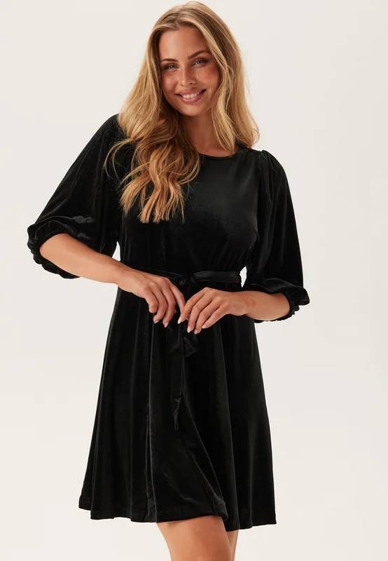 VILA-Viemily O-neck 3/4 SHORT DRESS-Black Beauty-L