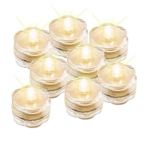12x LED Vanntette Senkbare Telys Flammeløse Telys Batteridrevne Undervannslamper For Bryllup Jul Thanksgiving Fest Hjemmeinnredning Flo