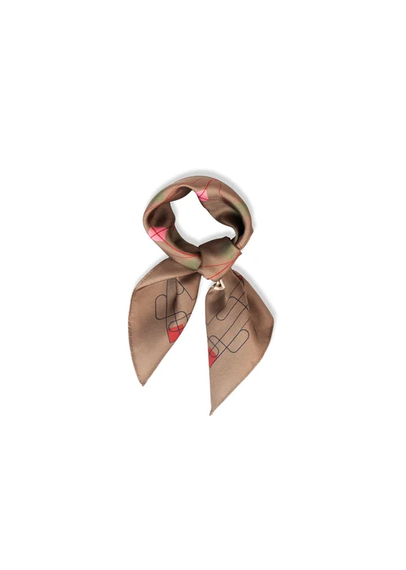 Hést Eliza Silk Scarf Small Herre - Dark Earth - Size: 54 x 54 cm
