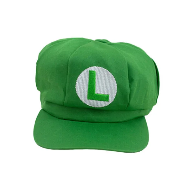 Super Mario Bros Luigi Hat Letter Printed Cosplay Costume Newsboy Cap Baseball Caps For Adults Waluigi Wario Odyssey Cap [dB} Green