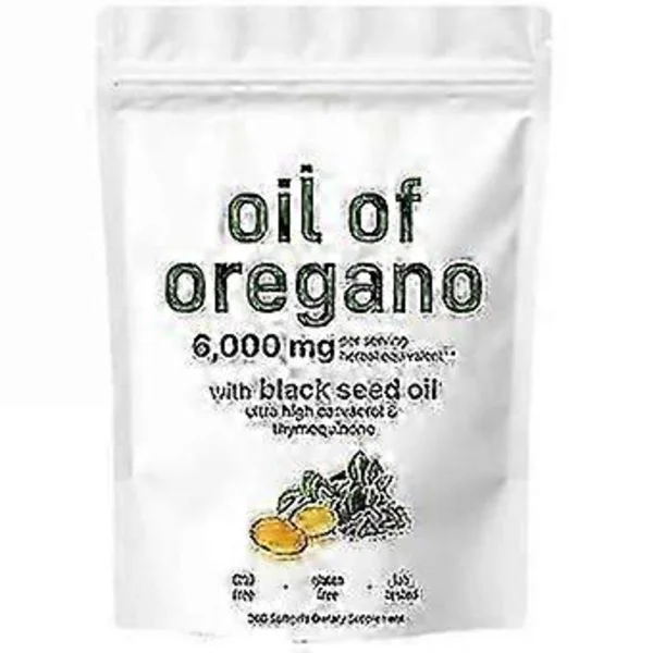 3x Oreganoolja Svartkumminolja 6000mg Näringsgeléer Tuggtabletter 300 Antal