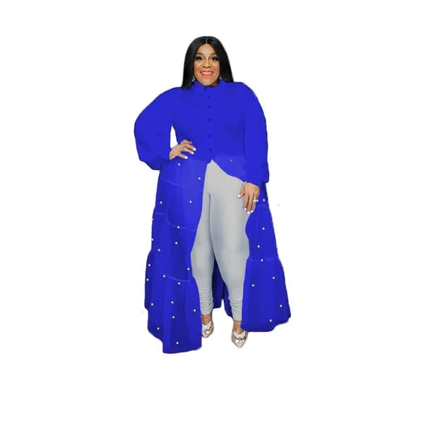 Kvinde Maxi Kjole Gennemsigtig Strand Cover Up Plus Størrelse Casual Sommer Gennemsigtig Kjoler til Kvinder Sexy Clubwear Mesh(Royal Blue XXL)
