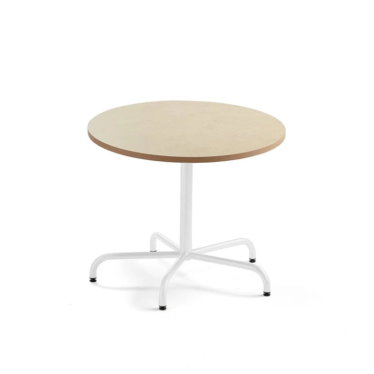 Table PLURAL, Ø 900x720 mm, linoleum top, beige, white