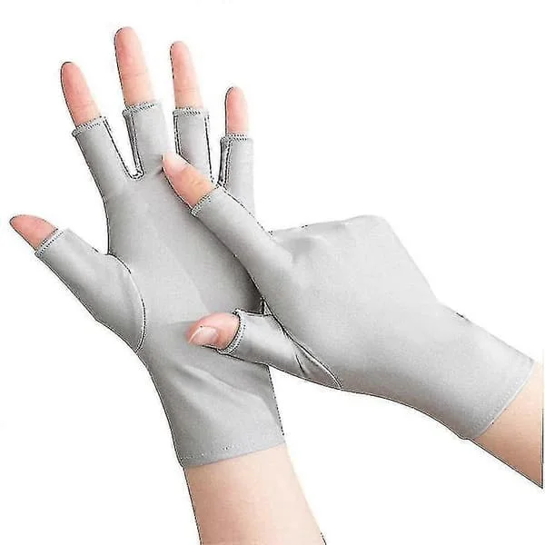 UV-Skyddande Fingerlösa Handskar Lätta Stretchiga Solskyddande Fingerlösa Handskar för Utomhussporter Ljusgrå