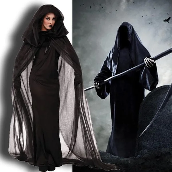 Party Dam Anime Cosplay Halloween Häxkappa Kostym Svart W Kappa kostym M Kappa kostym M Kappa kostym