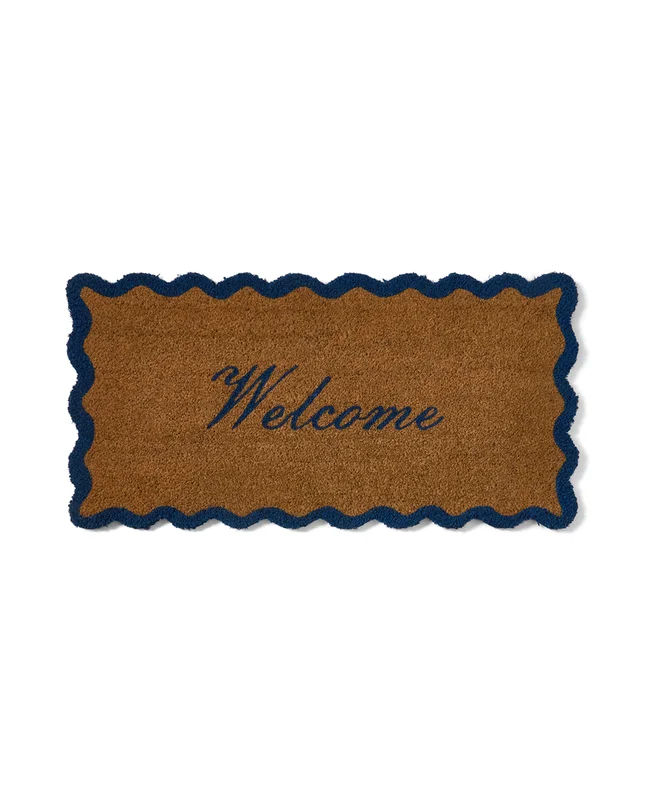 Lexington Welcome dørmatte i kokosfiber, natur/blå