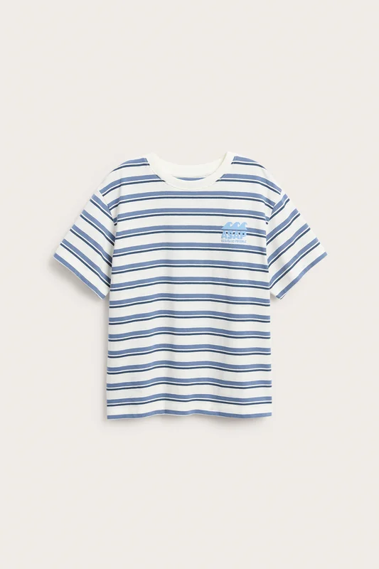Kappahl | T-shirt oversize w paski Niebieski 110/116 | Dziecko