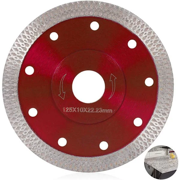 Diamantklinga 125 mm fin våt- och torrkapning, diamantskärskiva professionellt cirkelsågblad för kakel granit keramik marmor (125 mm röd)