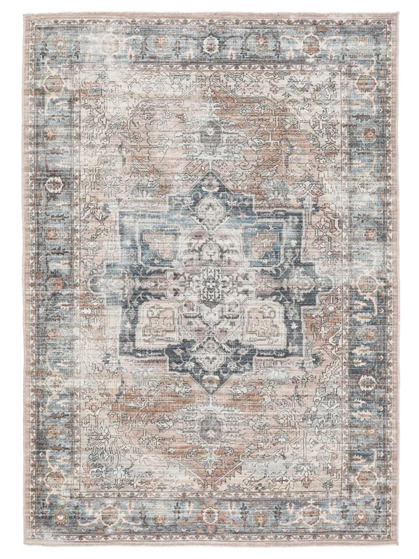 Washable Small Dhabi Oriental Rug - Terracotta/Blue 120X180 Classic Style