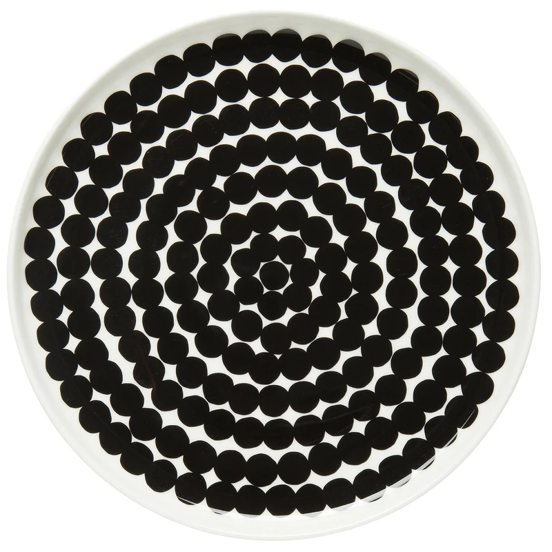 Marimekko Räsymatto tallerken, 20 cm' - 'Hvit og sort