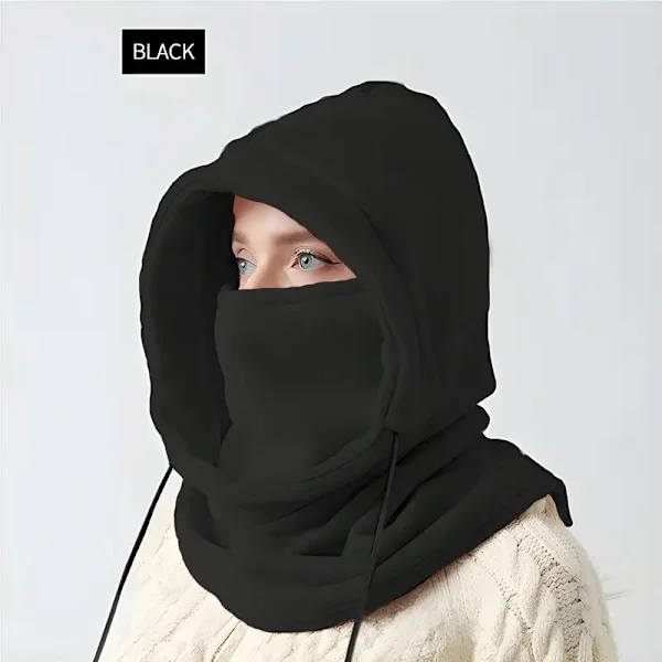 Vinter Balaclava med snøre Vindtæt Skimaske Ensfarvet Cykel Halsvarmer Udendørs Kuldebeskyttelse Ansigtsmaske Hætte Sjal Til Kvinder Mænd [DB] qd