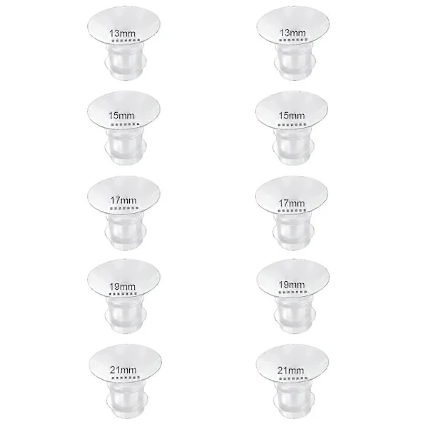 Brystpumpe Kop Indsatser 13/15/17/19/21mm 10-pak, Kompatibel med Momcozy S12 Pro/S9 Pro/S12/S9 Bærbar Brystpumpe Kop