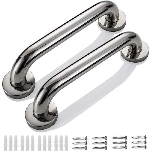 2 Pieces 30 cm Bathroom Grab Bar Wall Mounted Shower Safety Bars Stainless Steel Bathtub Grab Bar Towel Holder for Kids Pregnant