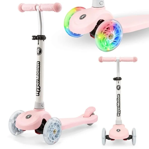 TRINGO trehjulet balansesykkel, 3-8 år - rosa + lysende LED-hjul[qb]
