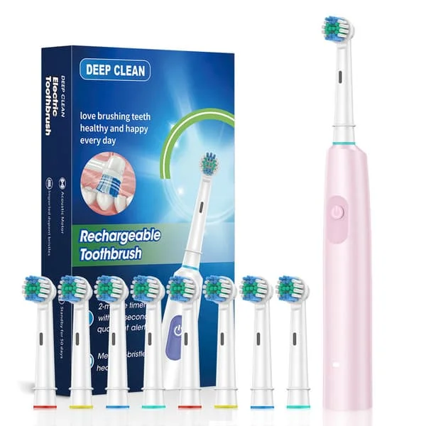 Rechargeable Electric Toothbrush with 4/8 Brush Heads, 5 Cleaning Modes, Fully Automatic Sonic Toothbrush for Oral Cleaning