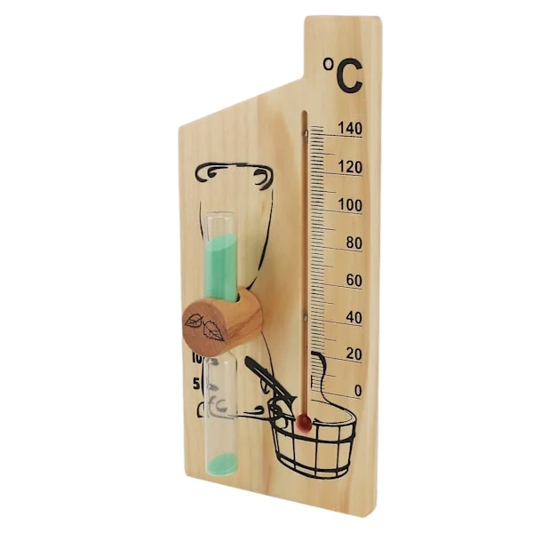 Sauna Termometer Timeglas 15 Minutters Sandur Guld Træ 0 til 140 Celsius Graders Temperaturmåler Vægmontering Sauna Tilbehør