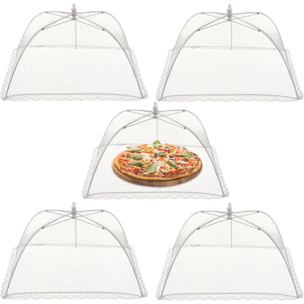 5 Mesh Pop-Up Matkåp för Kök, Picknick, Camping - Insekts- och Flugsäker Fint Mesh-Skärmöverdrag Hopvikbara Tält, Nätmatöverdrag Pop Up 