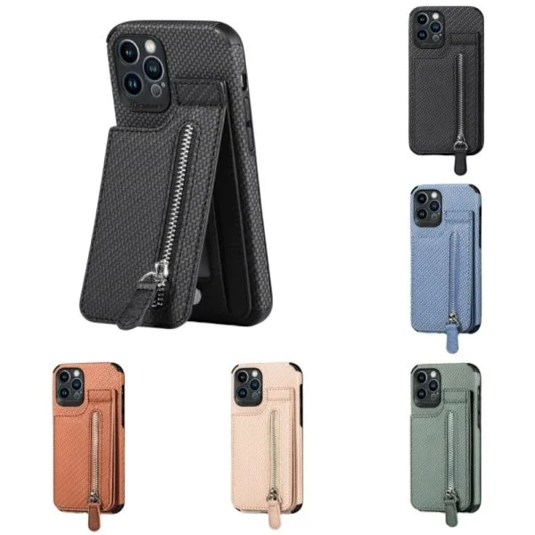 Kortholder i skinn Magnetisk lommebok mobildeksel iPhone 14 / 14 Pro / 14 Pro Max, iPhone 13 / 13 Pro / 13 Pro Max, iPhone 12 / 12 Pro / 12 Pro Max 