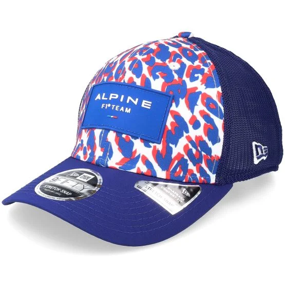 New Era - Motor Blauw trucker Cap - Alpine F1 British GP 9FIFTY Stretch Snap Navy Trucker @ Hatstore