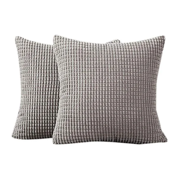 Set med 2 50X50 Cm Sladdar Sammet Kuddfodral Mjuka Bekväma Kuddfodral för Bilar Sovrumsdekor - Grå
