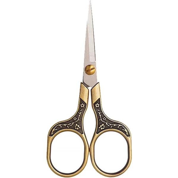 Mini Scissors Stainless Steel Blade Metal Handle Office School Classroom Student Teacher Craft Fabric Sewing Gift Wrapping All Purpose, Bronze