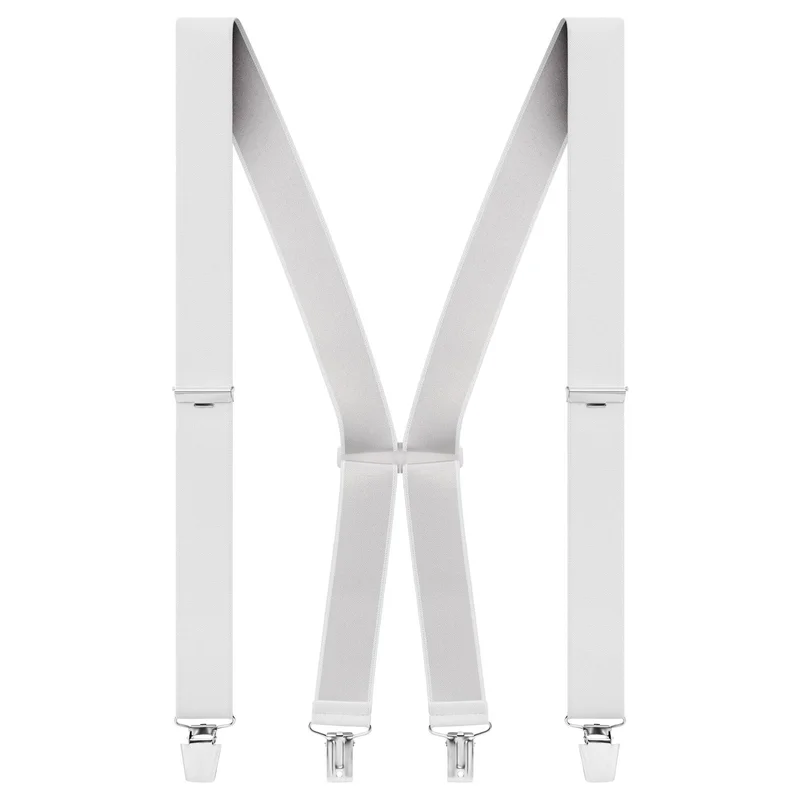 Solid White Clip-On Braces for Men - Clip-on braces & suspenders