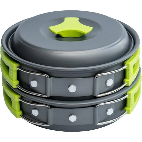 Kokesett for camping, for ryggsekkutstyr, kokesett for camping, grytesett for camping, kompatibel med ryggsekkbrenner/bærbar brenner