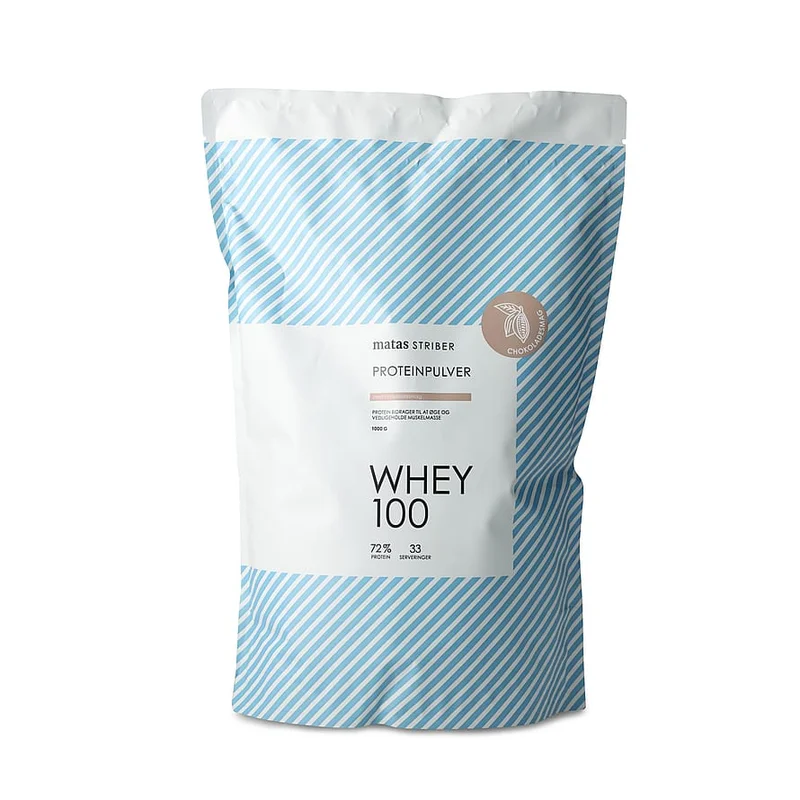 Matas Striber Whey 100 Proteinpulver Chokolade/ 1 kg, Sport & Velvære, Protein & Energi, Proteinpulver
