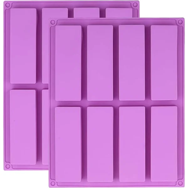 (Special Offers) 2 Pcs Silicone Molds for Cereal Bars, Rectangular Silicone Molds with 8 Cavities for Energy Bars, Cereal Bars, Chocolate Molds