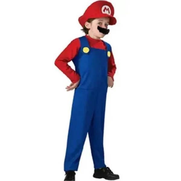Super Mario Luigi Cosplay Kostym Vuxna Barn Maskeradkläder Outfit Kläder Mario Röd Pojk L