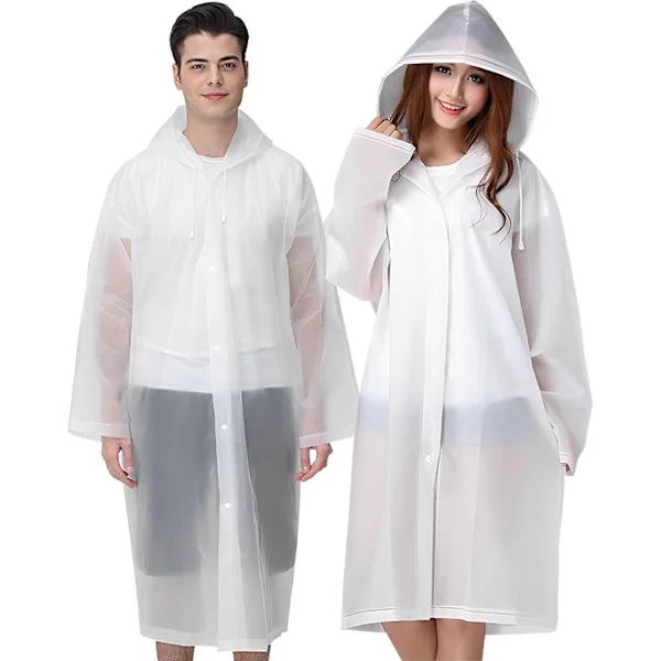 Regnponcho Regnfrakker for Voksne, 2 Pakke Gjenbrukbar Regnjakke Regntøy med Hetter og Ermer, Vanntett for Nødsituasjoner, Utendørs, Camping