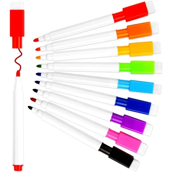 Whiteboard Markers Pen and Eraser Set for Kids 9 Pieces Fine Tip Color