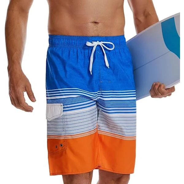 Herrbadbyxor Herrbadshorts Snabbtorkande surfshorts Strandshorts Randiga byxor Gradient Vattentäta byxor Sommar
