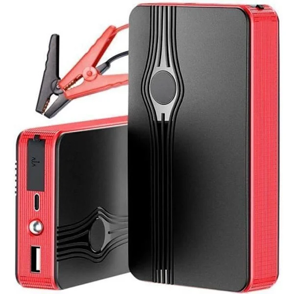 (Rød) Bilbatteri jumpstarter, 20000 mAh bærbar nød jumpstarter, 12V jumpstarter booster powerbank, LED lommelygte