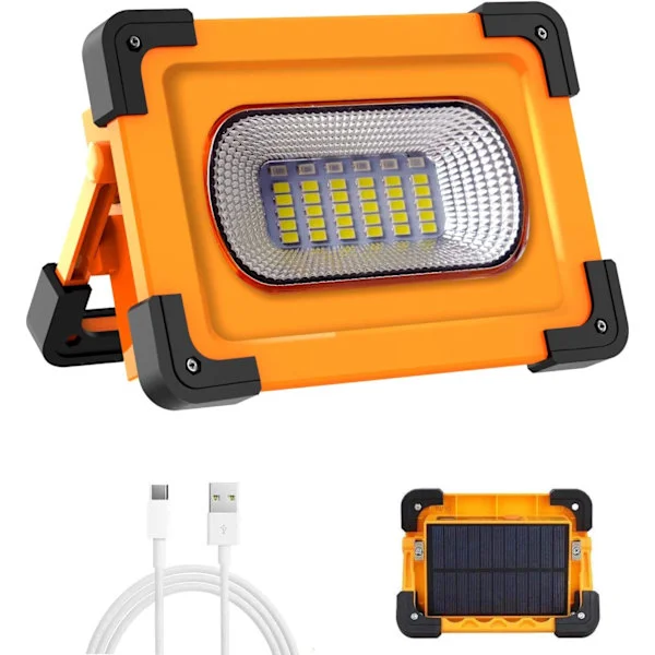 Oppladbar LED-flomlys, 60W 4 moduser LED-bygningsflomlys, bærbar arbeidslampe med oppladbart batteri solcellepanel, nødbelysning