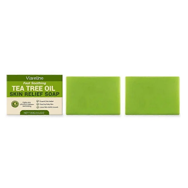 Tea Tree Soap Antifungal Antibacterial Treatment for Face & Body Acne, Athlete's Foot, Tinea, Folliculitis Ringworm Jock Itch (2pcs)